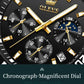 OLEVS Moon Phase Men's Watches Original Waterproof Luxury Quartz Watch Stainless Steel Chronograph Date Rota Dial Wristwatch