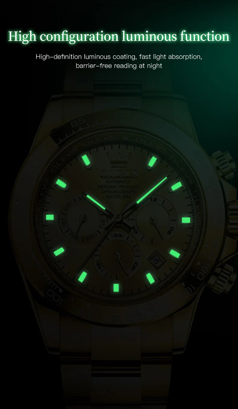 OLEVS 6638 Men's Automatic Mechanical Watch Waterproof Luminous Stainless Steel Strap Men's Mechanical Watch Fashion Luxury