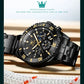 OLEVS Moon Phase Men's Watches Original Waterproof Luxury Quartz Watch Stainless Steel Chronograph Date Rota Dial Wristwatch