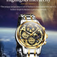 OLEVS Men's Watches Top Brand Luxury Original Waterproof Quartz Watch for Man Gold Skeleton Style 24 Hour Day Night New