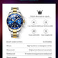OLEVS 6650 Men Watch Classic Original Automatic Mechanical Watch For Man Zircon Scale  Waterproof Luminous Stainless Steel Reloj