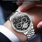 OLEVS 7016 Moon Phase Mens Watch Stainless Steel Diamond Bezel Hollowed Multifunctional Automatic Mechanical Wristwatch for Man