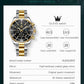 OLEVS Moon Phase Men's Watches Original Waterproof Luxury Quartz Watch Stainless Steel Chronograph Date Rota Dial Wristwatch