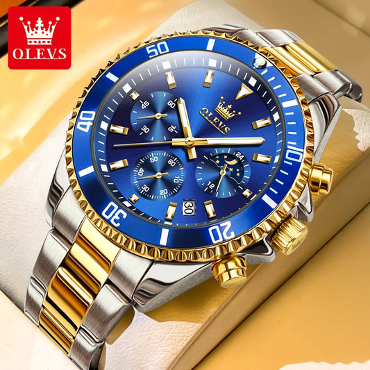 OLEVS 2870 Luxury Waterproof Stainless Steel Quartz Watch for Men Timer Calendar Luminous Mens Wristwatches Relojes Para Hombre
