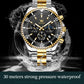OLEVS Moon Phase Men's Watches Original Waterproof Luxury Quartz Watch Stainless Steel Chronograph Date Rota Dial Wristwatch