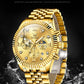 OLEVS Brand Luxury Original Men's Watches Waterproof Moon Phase Quartz Watch Luminous Gold Stainless Steel Strap Male Wristwatch