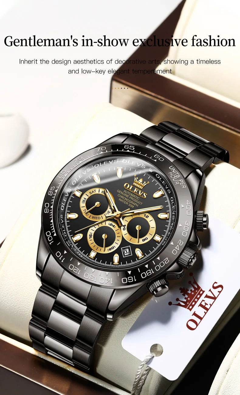 OLEVS 6638 Men's Automatic Mechanical Watch Waterproof Luminous Stainless Steel Strap Men's Mechanical Watch Fashion Luxury
