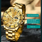 OLEVS 2870 Luxury Golden Watch for Men Fashion Business Waterproof Male Wristwatch Original Brand Moon Phase Quartz Men's Watch