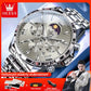 OLEVS 3653 Mens Watch Quartz Watch Multifunctional Chronograph Watch For Men 30M Waterproof Luminous Moon Phase Box Original
