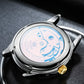 OLEVS 7016 Moon Phase Mens Watch Stainless Steel Diamond Bezel Hollowed Multifunctional Automatic Mechanical Wristwatch for Man