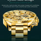 OLEVS 2870 Luxury Golden Watch for Men Fashion Business Waterproof Male Wristwatch Original Brand Moon Phase Quartz Men's Watch