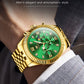 OLEVS Brand Luxury Original Men's Watches Waterproof Moon Phase Quartz Watch Luminous Gold Stainless Steel Strap Male Wristwatch