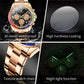 OLEVS Luxury Top Brand Quartz Men's Watch Multi function Stainless Steel Rainbow Gemstone Bezel Watch for Men reloj de hombre