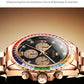 OLEVS Luxury Top Brand Quartz Men's Watch Multi function Stainless Steel Rainbow Gemstone Bezel Watch for Men reloj de hombre