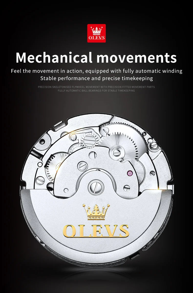 OELVS 6678 Men's Watches Luxury Original Automatic Mechanical Tourbillon Watch for Man Waterproof Luminous Date Week Moon Phase