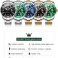 OLEVS Top Original Men Quartz Watch Green Waterproof Watch for Men Stainless Steel Quartz Men Luxury Watch Luminous Wristwatch