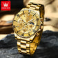OLEVS 2870 Luxury Golden Watch for Men Fashion Business Waterproof Male Wristwatch Original Brand Moon Phase Quartz Men's Watch
