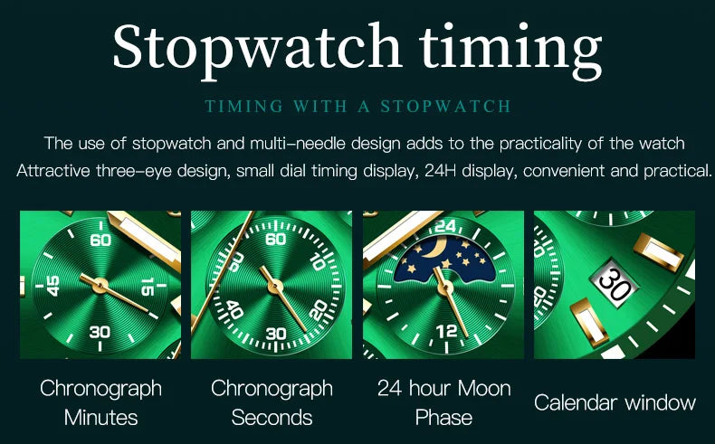 OLEVS 2870 Chronograph Quartz Business Men Watch Fashion Moon Phase Waterproof Watch For Men Stainless Steel Original Wristwatch